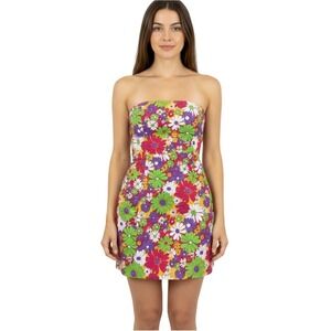 Peppermayo Mini Dress Womens US 2 70s Floral Strapless Tube Mini Petit Fleur NWT